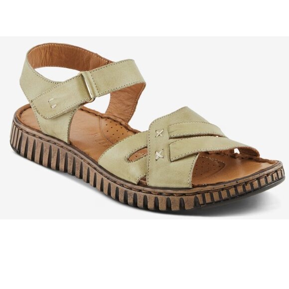 Women's Leather Sandal, Spring Step Nochella Olive Green, Size 36 (US 6) - Picture 1 of 9